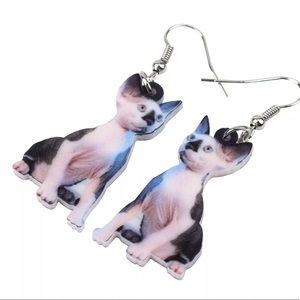 Sphynx kitty cat earrings